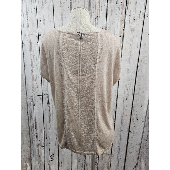 Women's L/XL Coco + Carmen Beige Batwing Beige Lace Detail Blouse Shirt Top - Picture 4 of 10